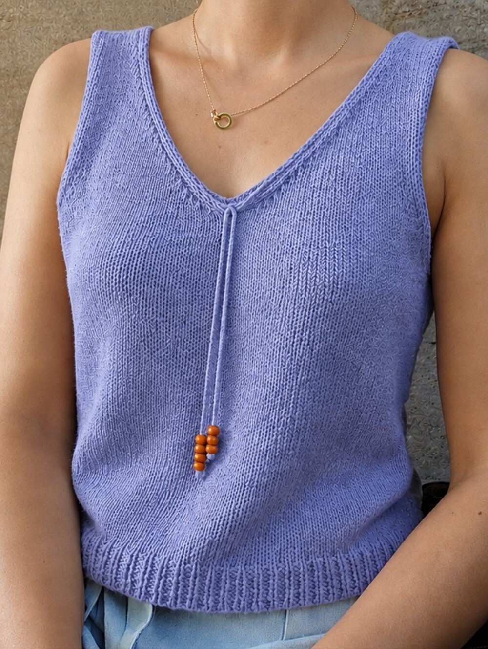 Carolyn Taylor Periwinkle Knit Tank Top V Neck Size M